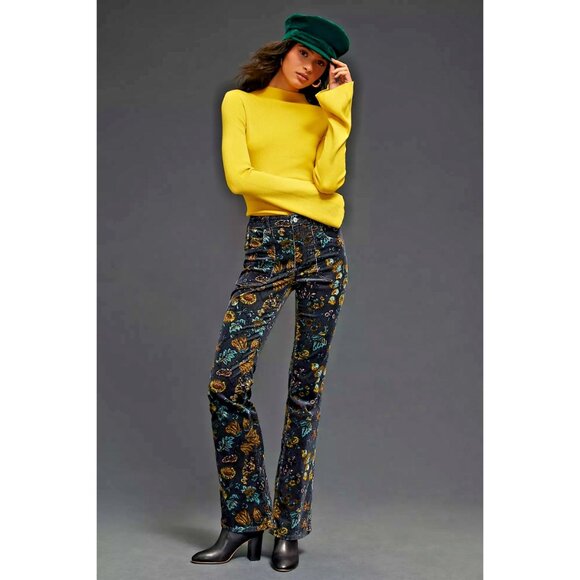 Anthropologie x Pilcro The Icon Floral Flare Corduroy Jeans NWT • Womens 27 - Picture 1 of 10